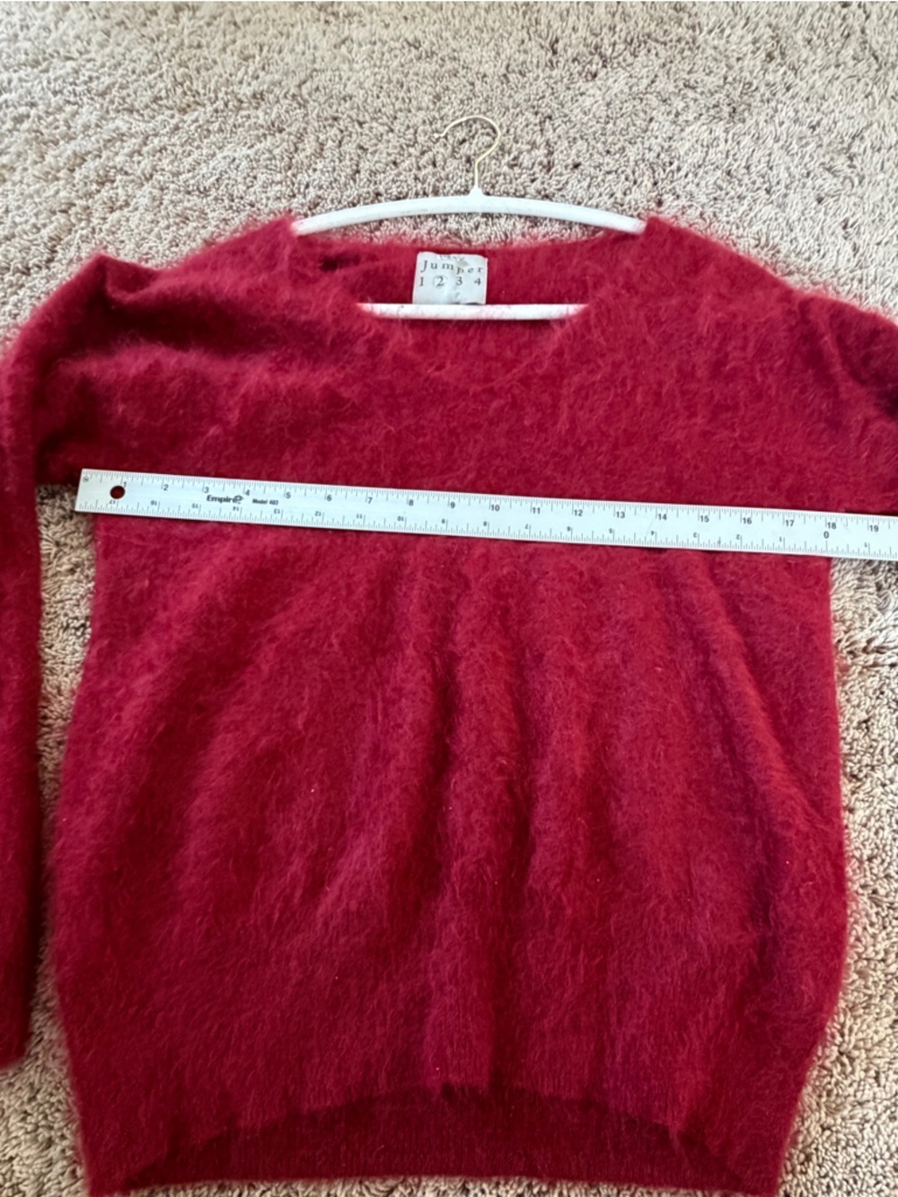 2 / 6 medium Jumper 1234 Rouge Brushed Cashmere V-Neck sweater Red - Picture 4 of 14